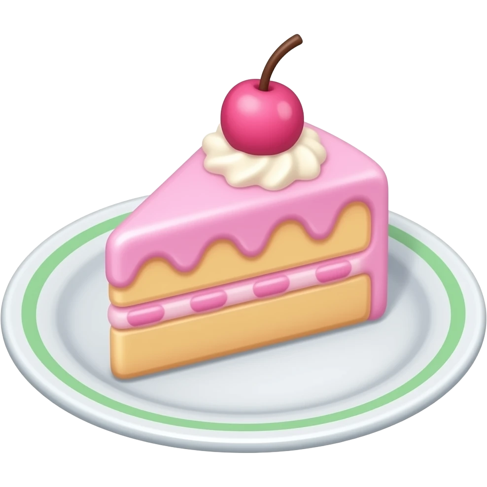A macaroon plate with a cake slice in a Barbie-inspired pastel barbie colour emoji