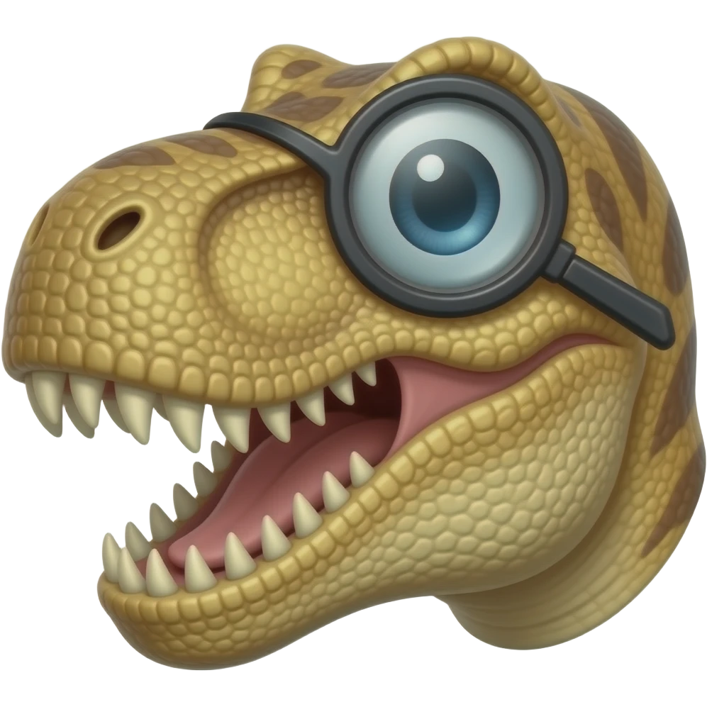 t-rex head with a monicle emoji