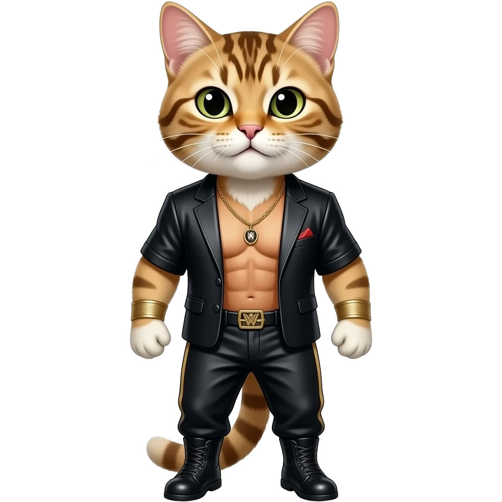 a cat dressed as stone cold steve austin emoji
