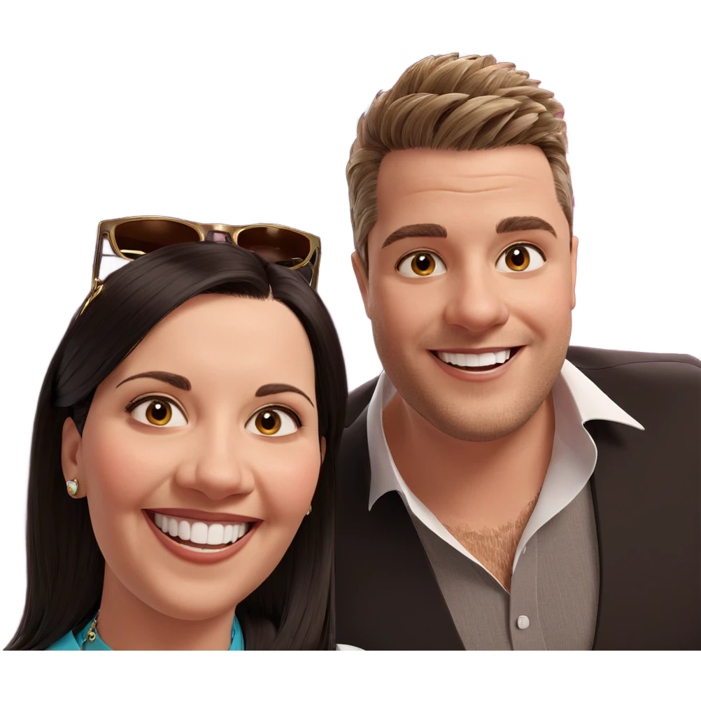 smiling couple with accessories emoji