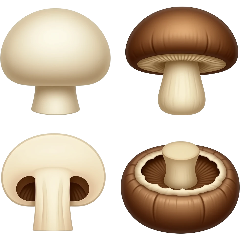 white button, cremini, and portobello Mushrooms emoji