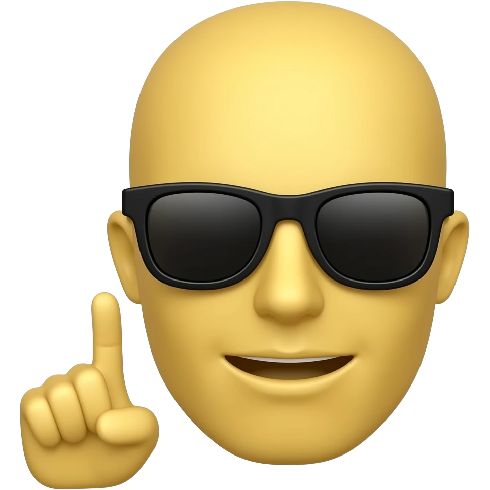 Yellow head like this 😶and it has sun glasses on and this type of mouth 😑and like this hand 🤫 emoji