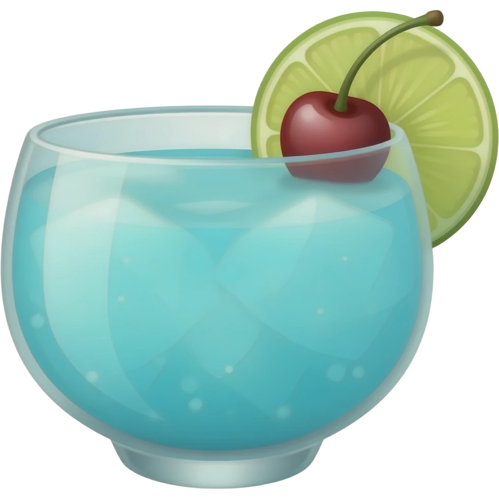 turquoise colored cocktail with cherry emoji