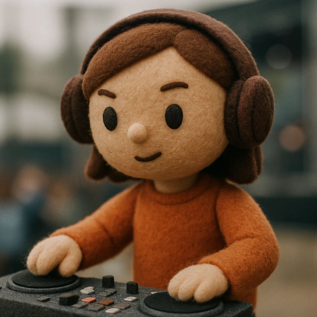 girl playing DJ set emoji