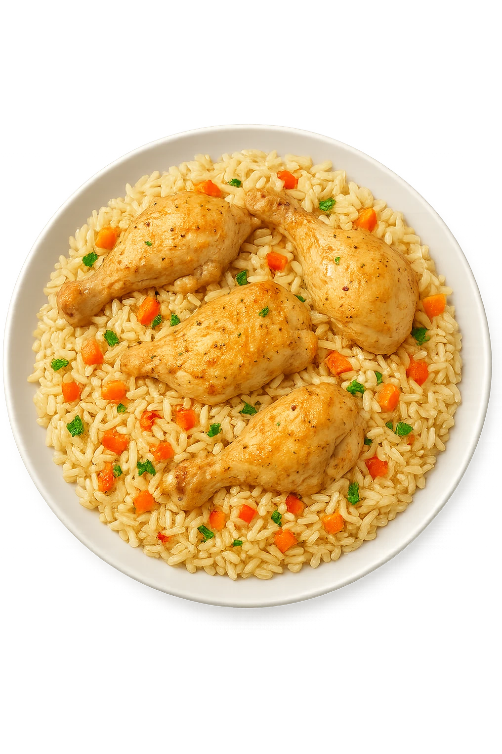 Riso con pollo cucinato su un piatto emoji
