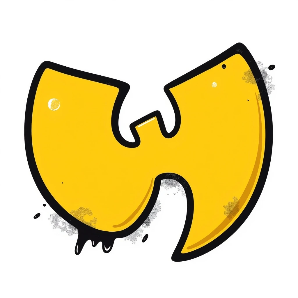 Wu-Tang Clan logo, graffiti style, yellow and black emoji