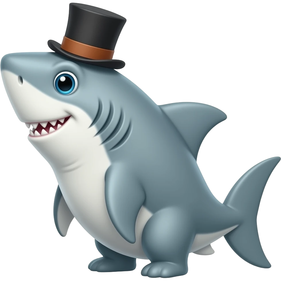 Shark with a top hat emoji