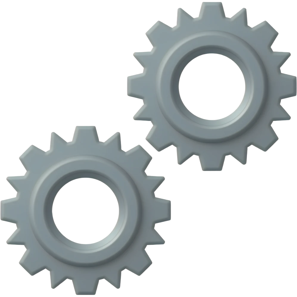 crea un emotiocno de represente 2 engranajes grises sin cara emoji