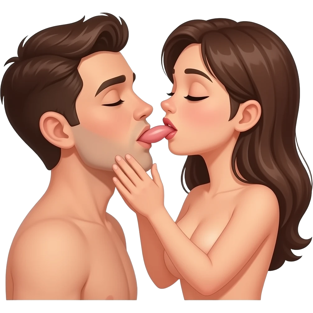 Una mujer desnuda chupando un pene ella está cogiendo en pene de un hombre y se lo mete en la boca emoji