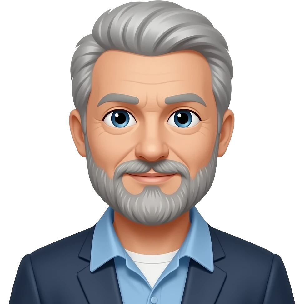 Man, gray hear, beard emoji