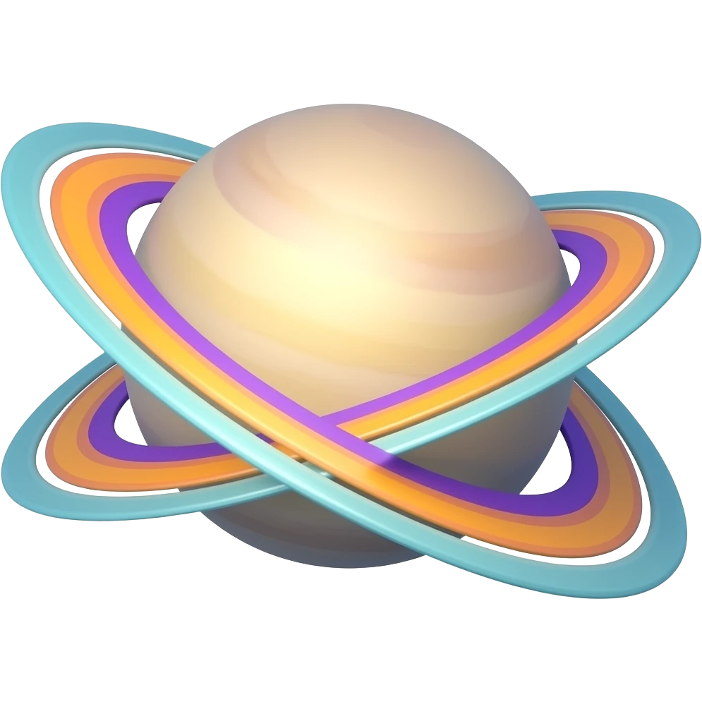 small pastel Saturn with colorful rings emoji