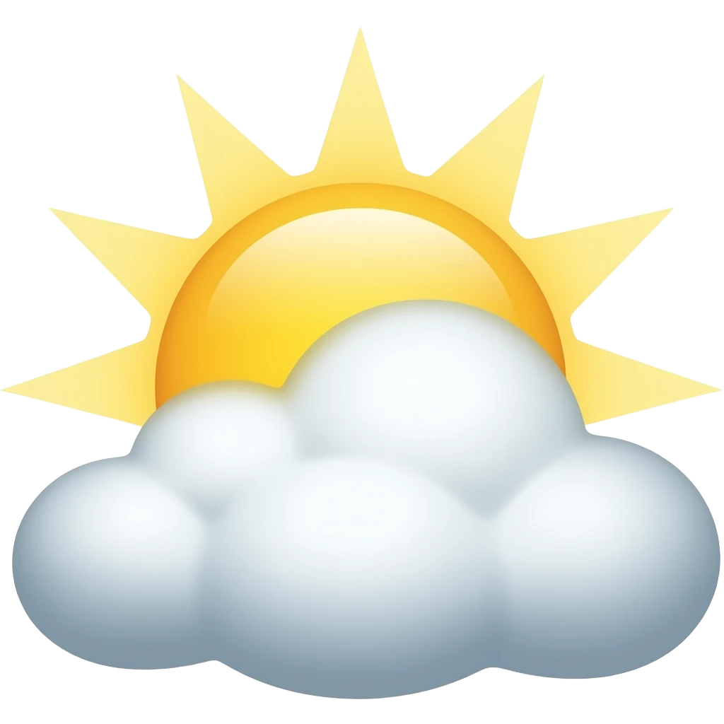 sun shinning from behind cloud carton style without background emoji