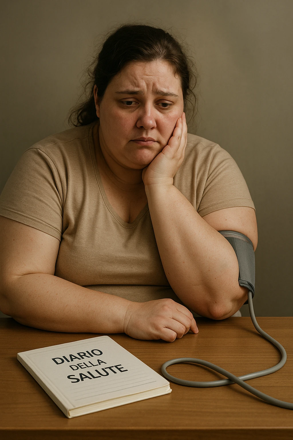 Donna con sindrome metabolica, ansia e depressione immagine realistiche in italiano emoji