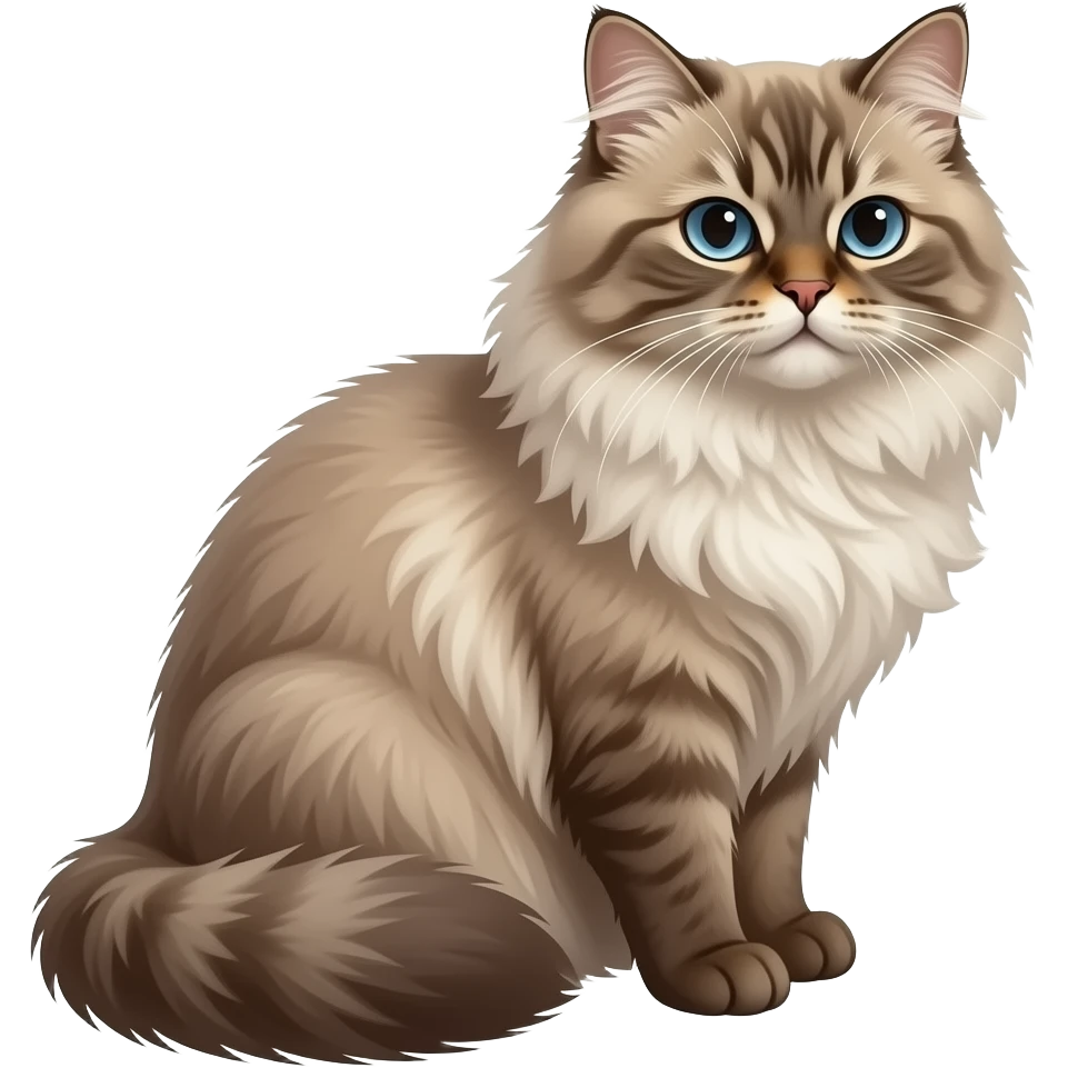 Realistic ugly straight-sitting beautiful fine aesthetic thin Persian cat, back facing to the right emoji