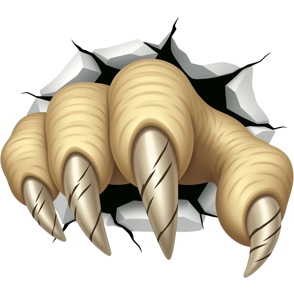 show a beast's claw tearing through the air and show the claws tearing through the air with claw marks and make the claws ivory colored coming from a beast that isn't a reptile - NO BACKGROUND emoji