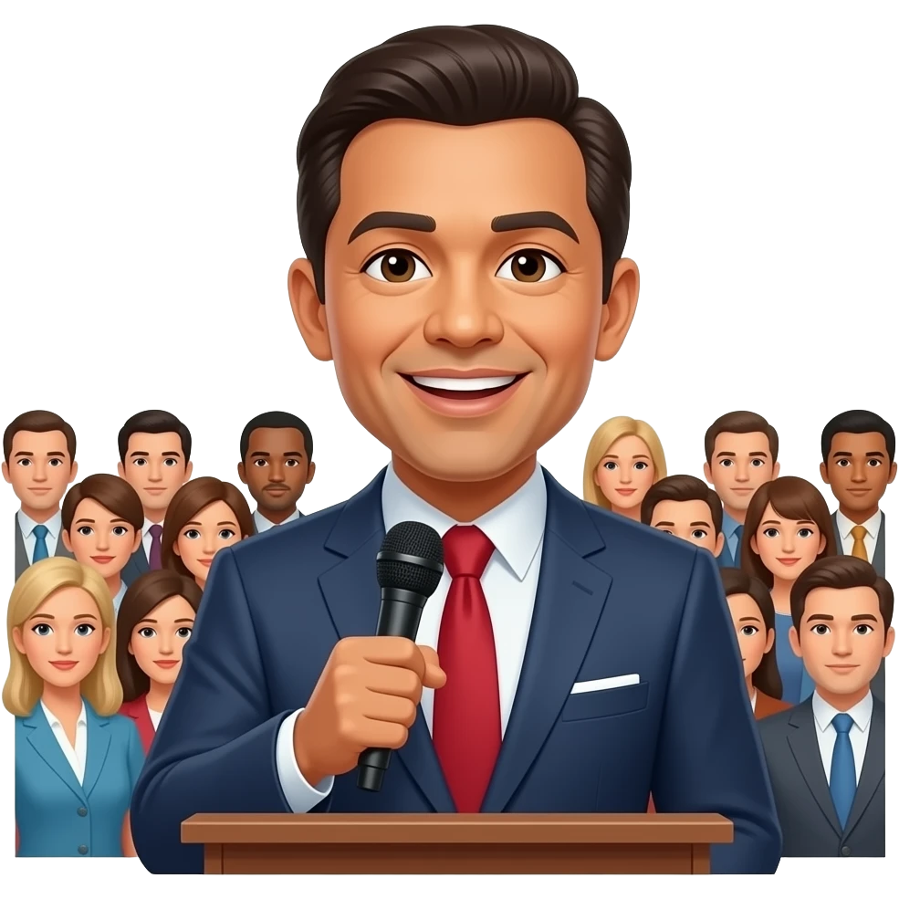 a leader in front of a crowd of people emoji