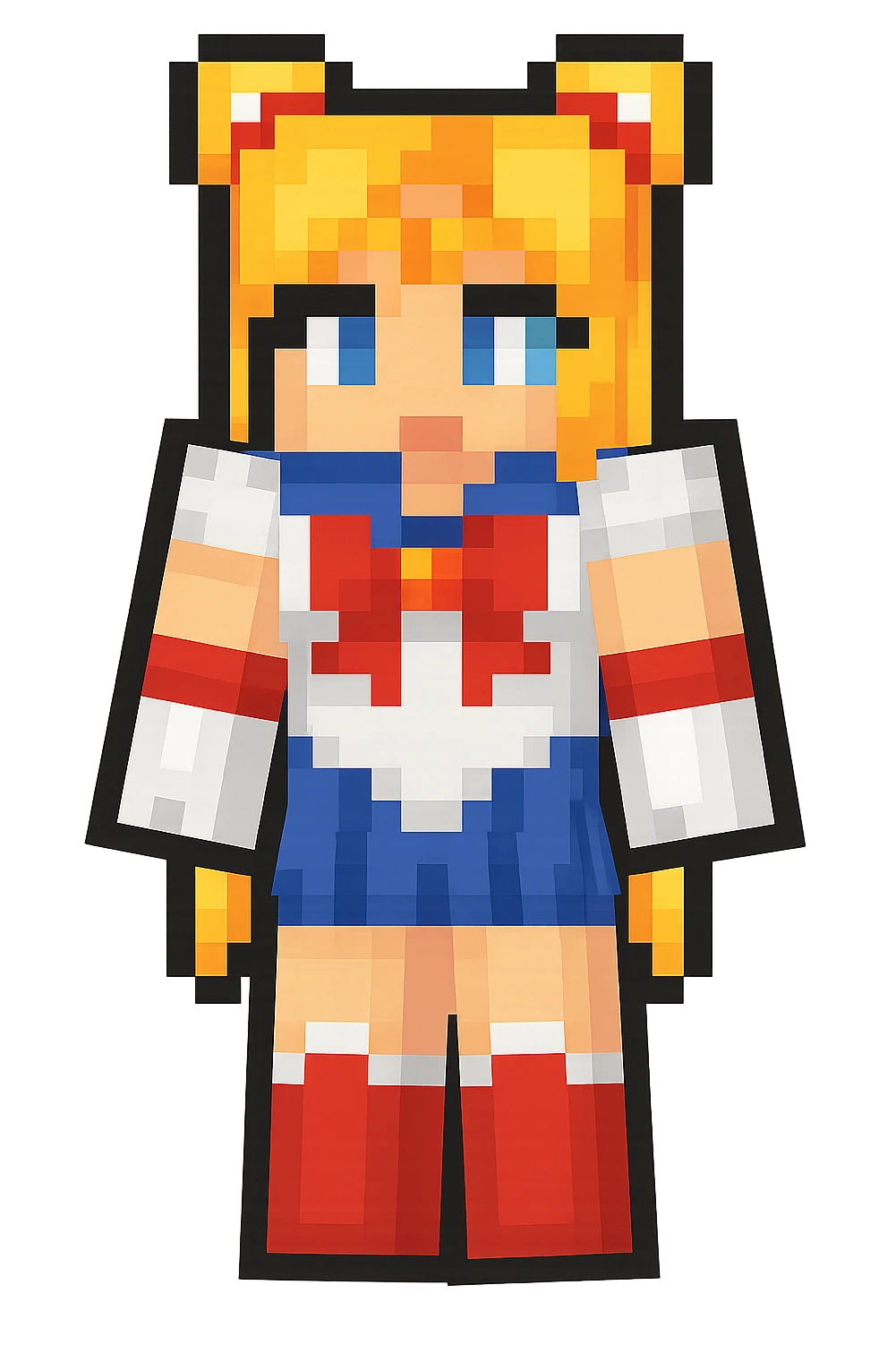 Extract the Sailor Moon character (far right, blonde hair, blue and red outfit) from the image as a separate image with a transparent background. Keep the original style and quality intact. emoji