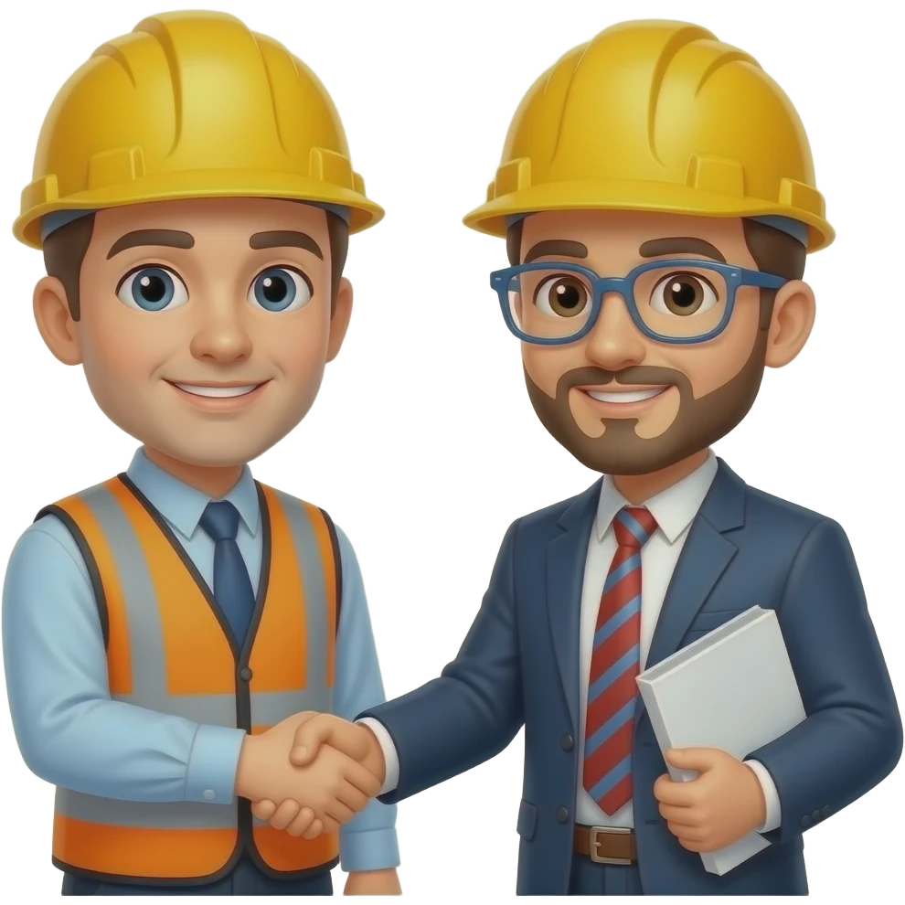 Engineer and geologist shaking hands emoji