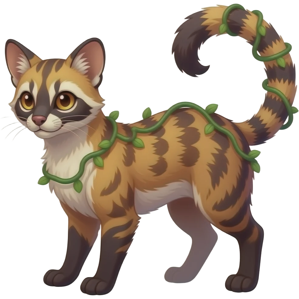 Colorful randomly colored Civet-Mankeulv-Sergal-Vernid-Trico-Fakémon-hybrid emoji