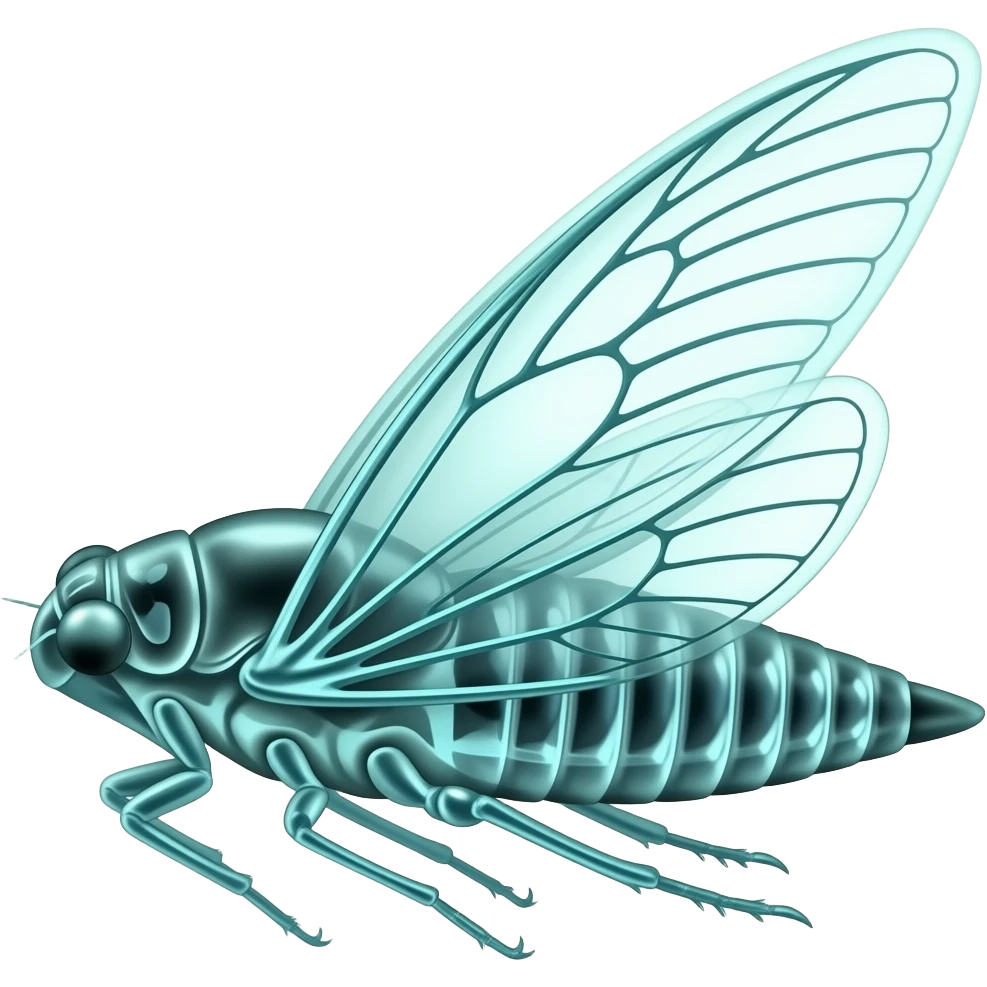 X-ray x ray x ray Blue blue and green and green x-ray of a realistic a flying wings spread on its side flying flying flying cicada; emoji