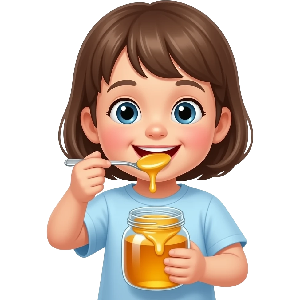kid eating Honey from honey jar emoji
