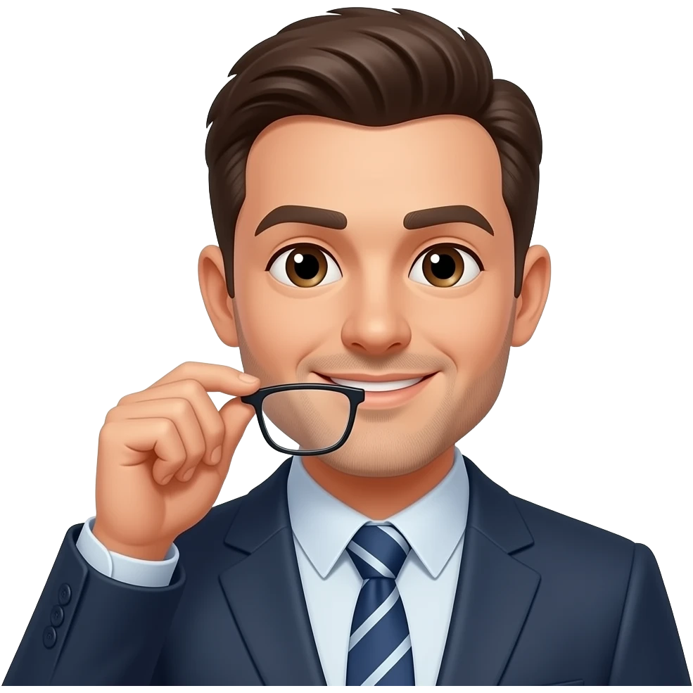 man holding his eyeglasses removed emoji