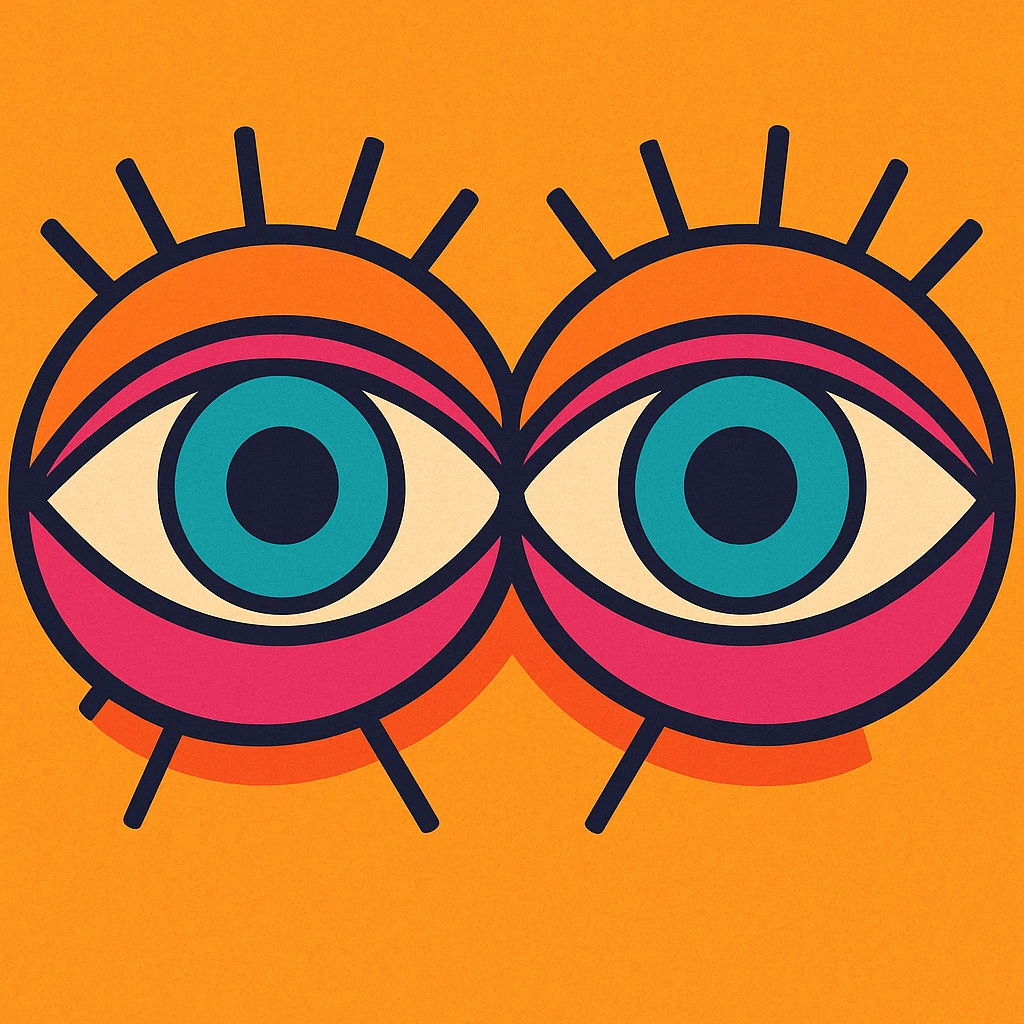 anatomically correct human eyes touching each other in vibrant toon style emoji