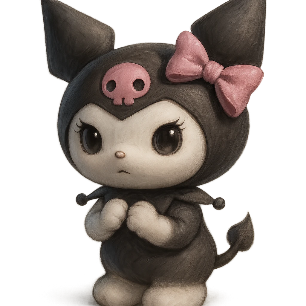 Kuromi character in a semi-realistic style, no background emoji