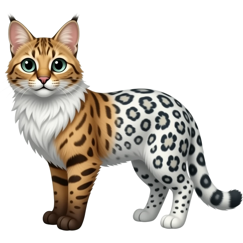 White serval-Manx-Maine-coon-caracal-snow-leopard-fantasy-hybrid-animal emoji