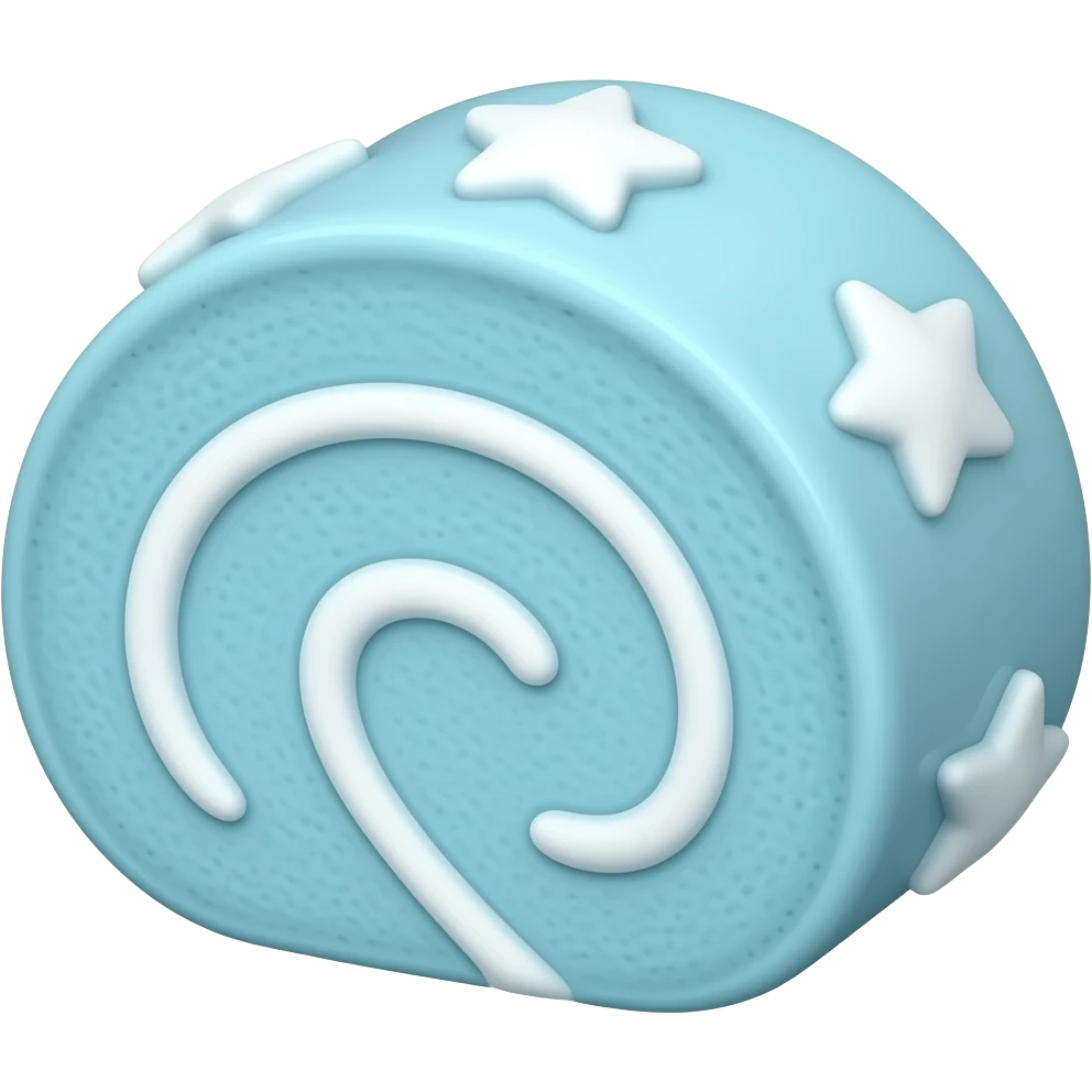 Light blue starry light blue cake roll emoji