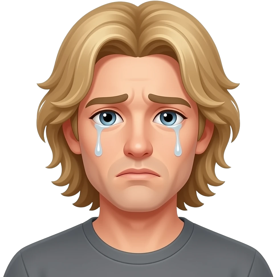 плачущий мужчина блондин с длинными волосами emoji