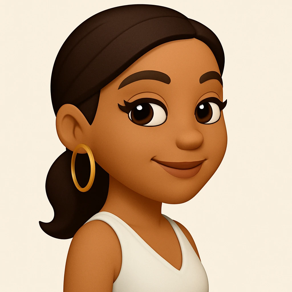 turn the second man in emoji style of the 1st image, match the facial features and match dressing style of the 2nd image, she is wearing white tank top lose, side pose emoji