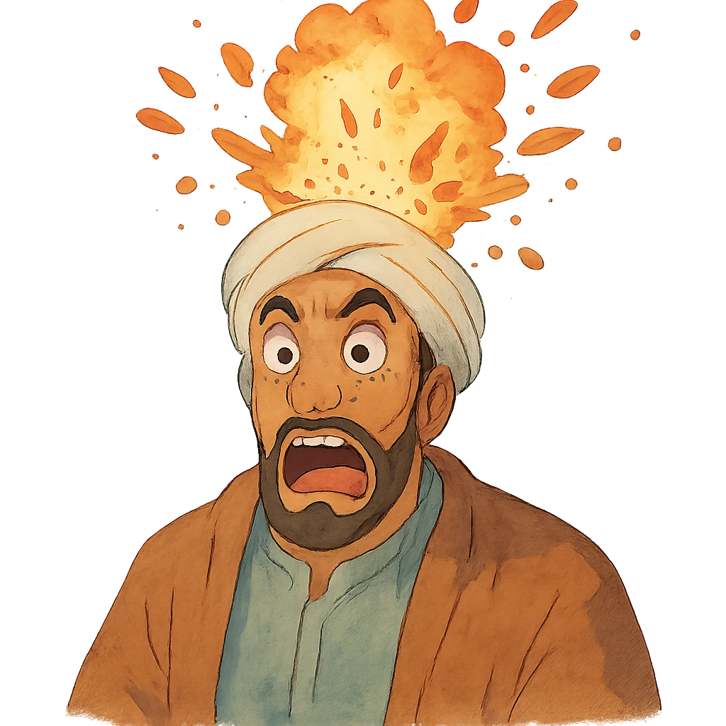 árabe sorprendido con la cabeza explotando emoji