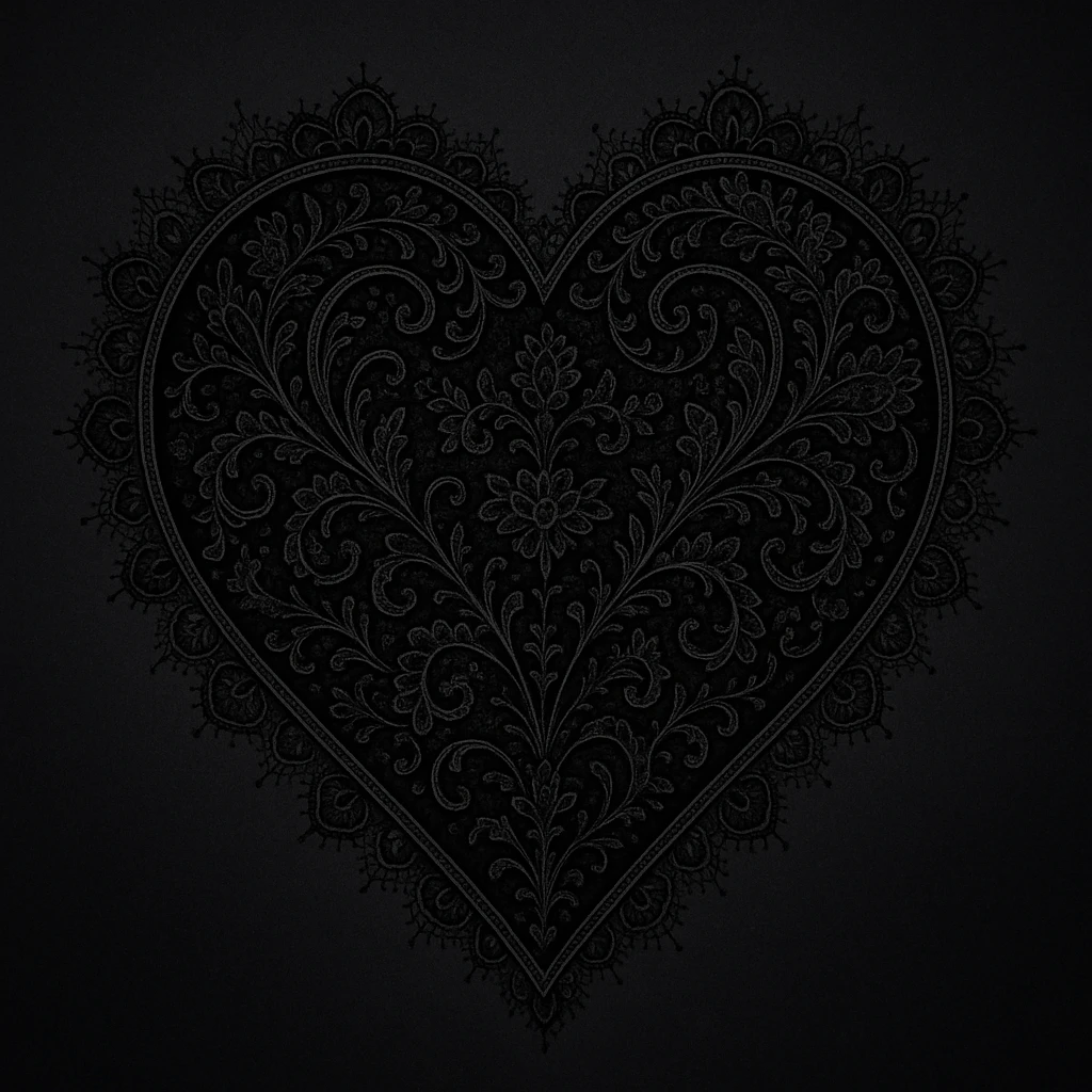 gothic heart with black lace emoji