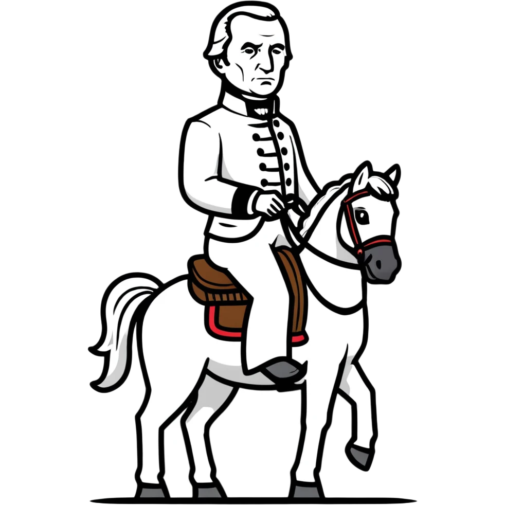 President Polk's face on a black horse emoji