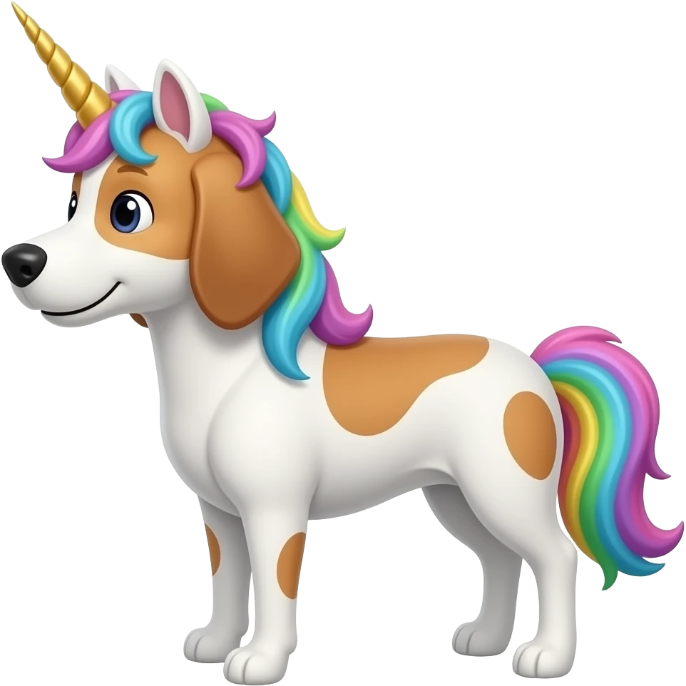 Dog with a unicorn emoji