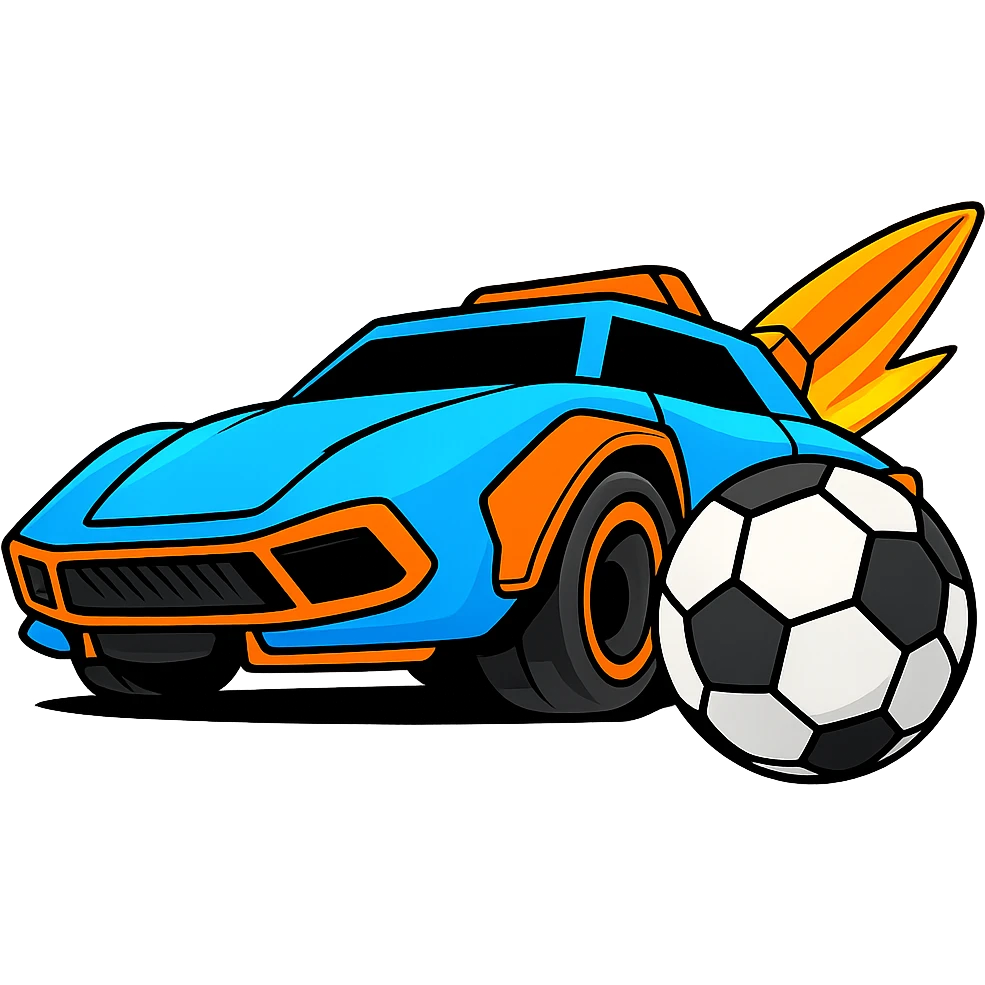 Add a soccer ball next to the Rocket League car. Keep the background transparent. emoji