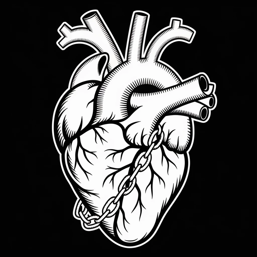 gothic heart with a chain emoji