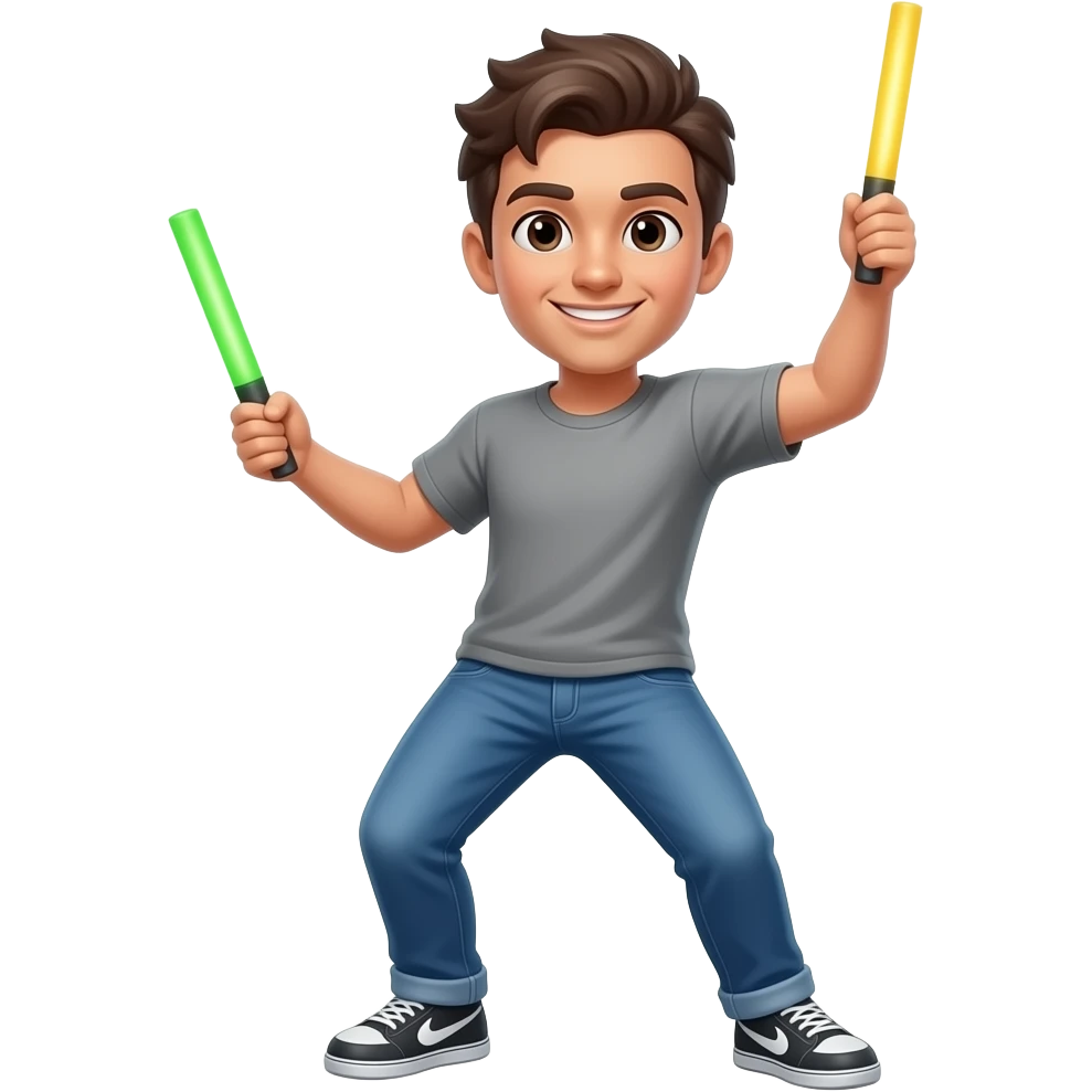 Dancing with glow sticks emoji