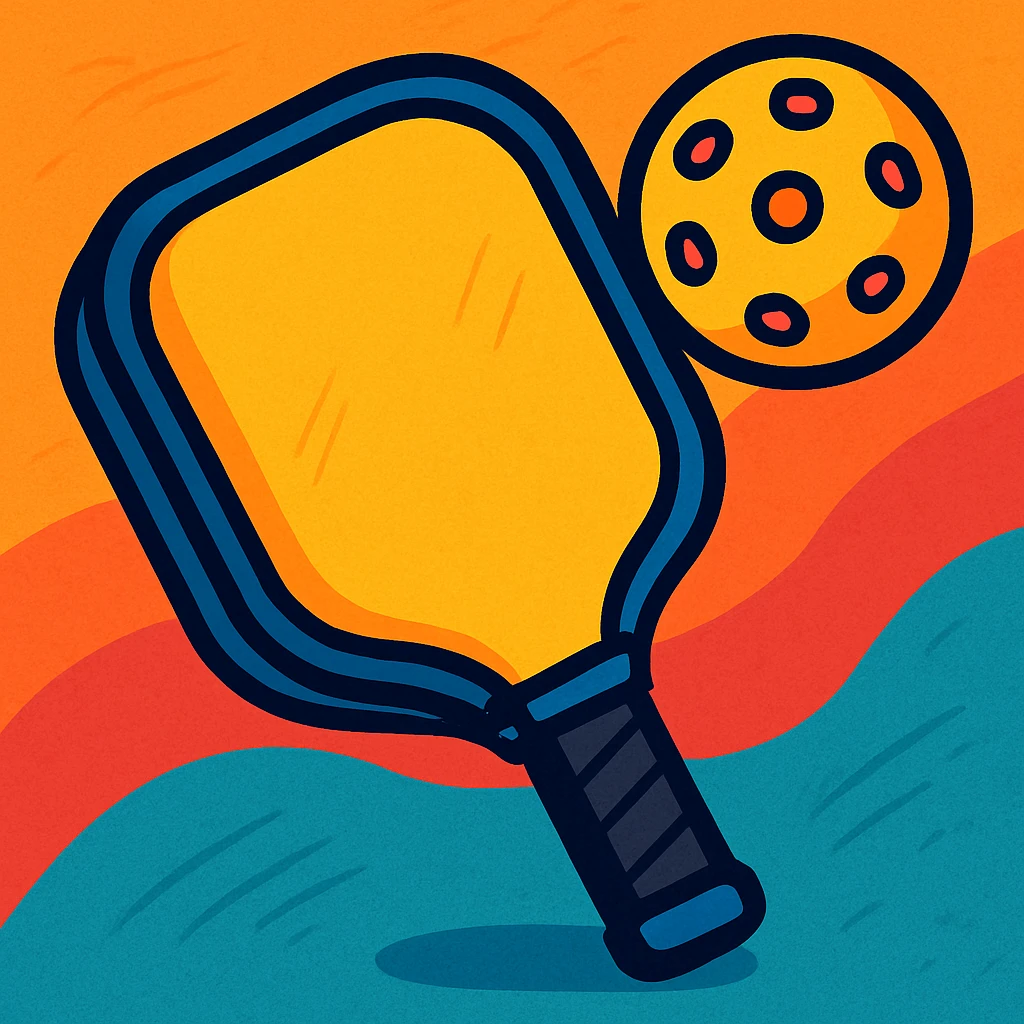 pickleball paddle and ball, vibrant cartoon style emoji
