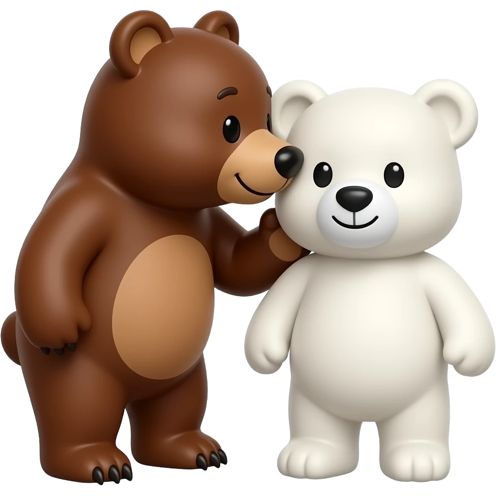 I want one brown bear kissing on cheek white bear teddy emoji