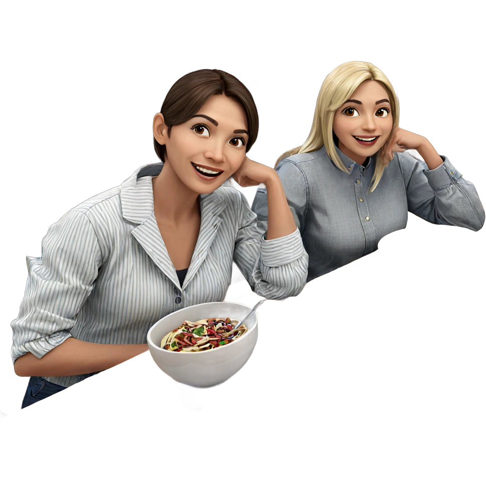 happy girls at the table emoji
