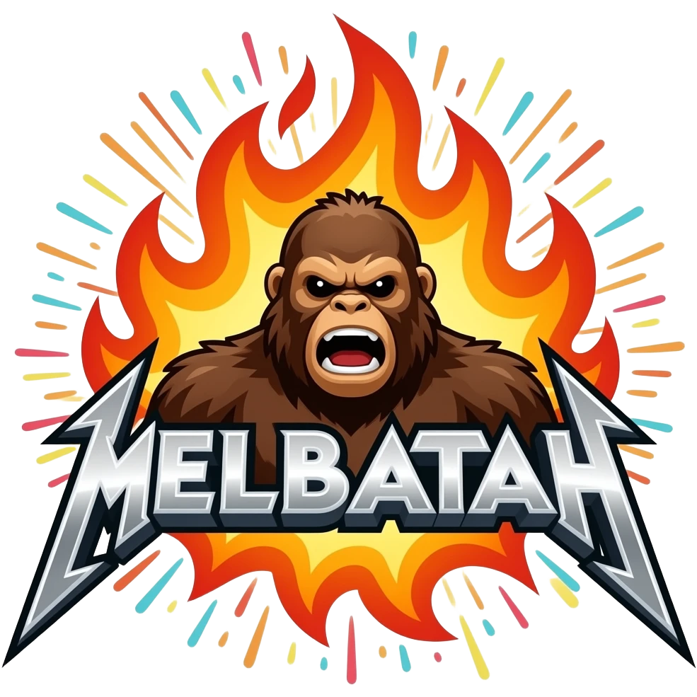 Bigfoot  heavy metal Logo stage backdrop pyrotechnics shooting flames behind him emoji