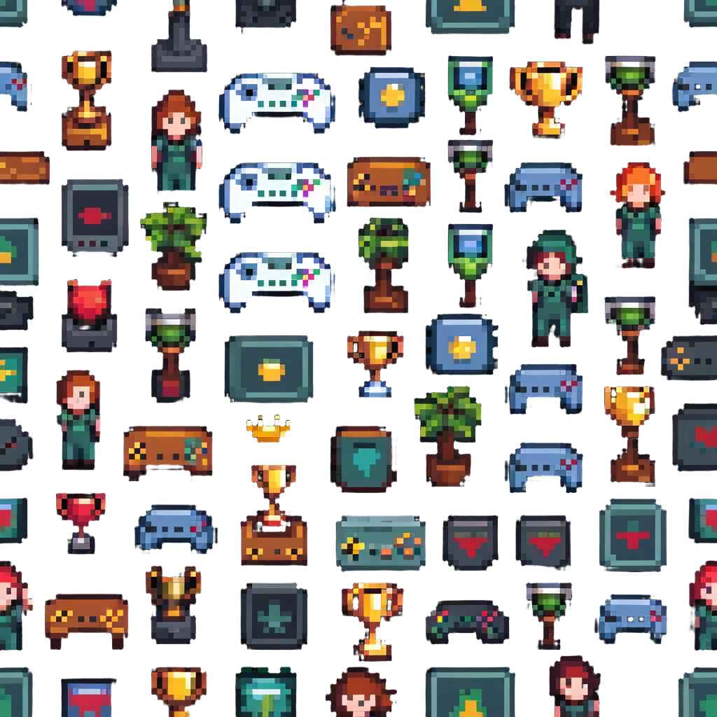Gaming platform logo for 'qbix88' with controller, trophy and group of players in pixel art style emoji