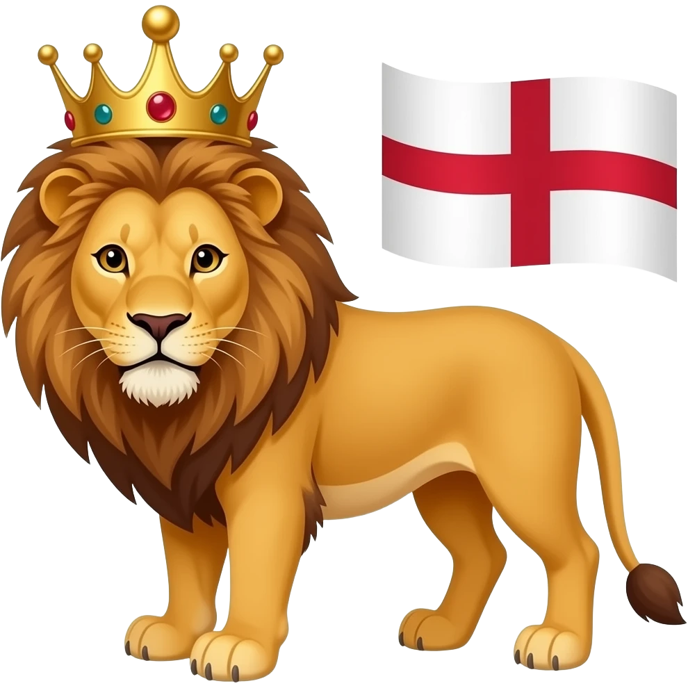 1 lion in a crown and england flag not wearing and england flag emoji