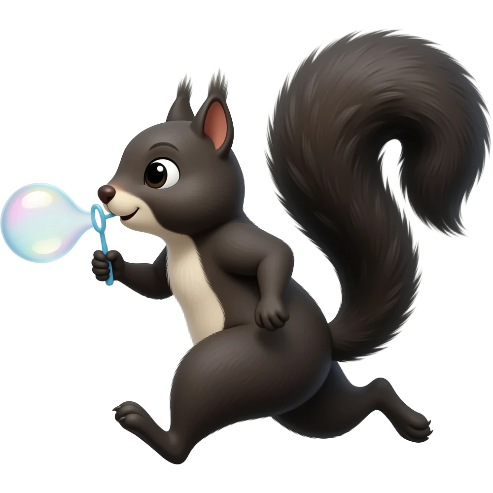 ouistiti  noir qui fait des bulles en courant emoji