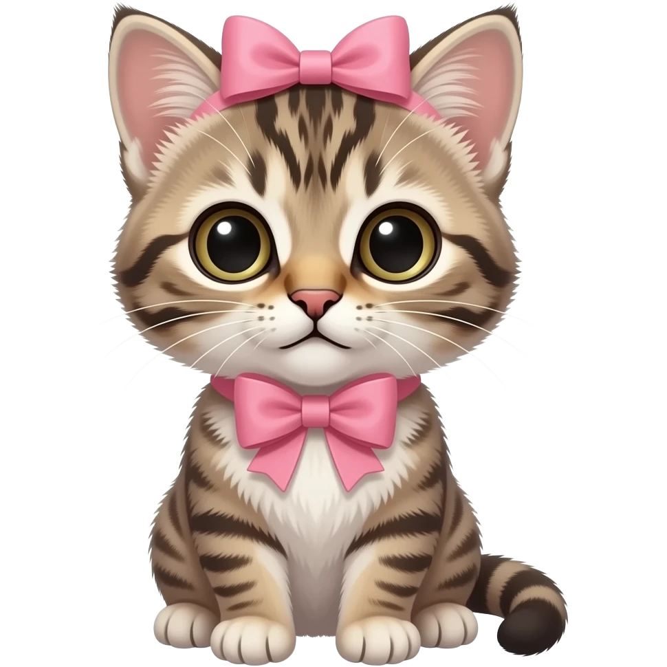 a baby bob cat with a pink bow emoji