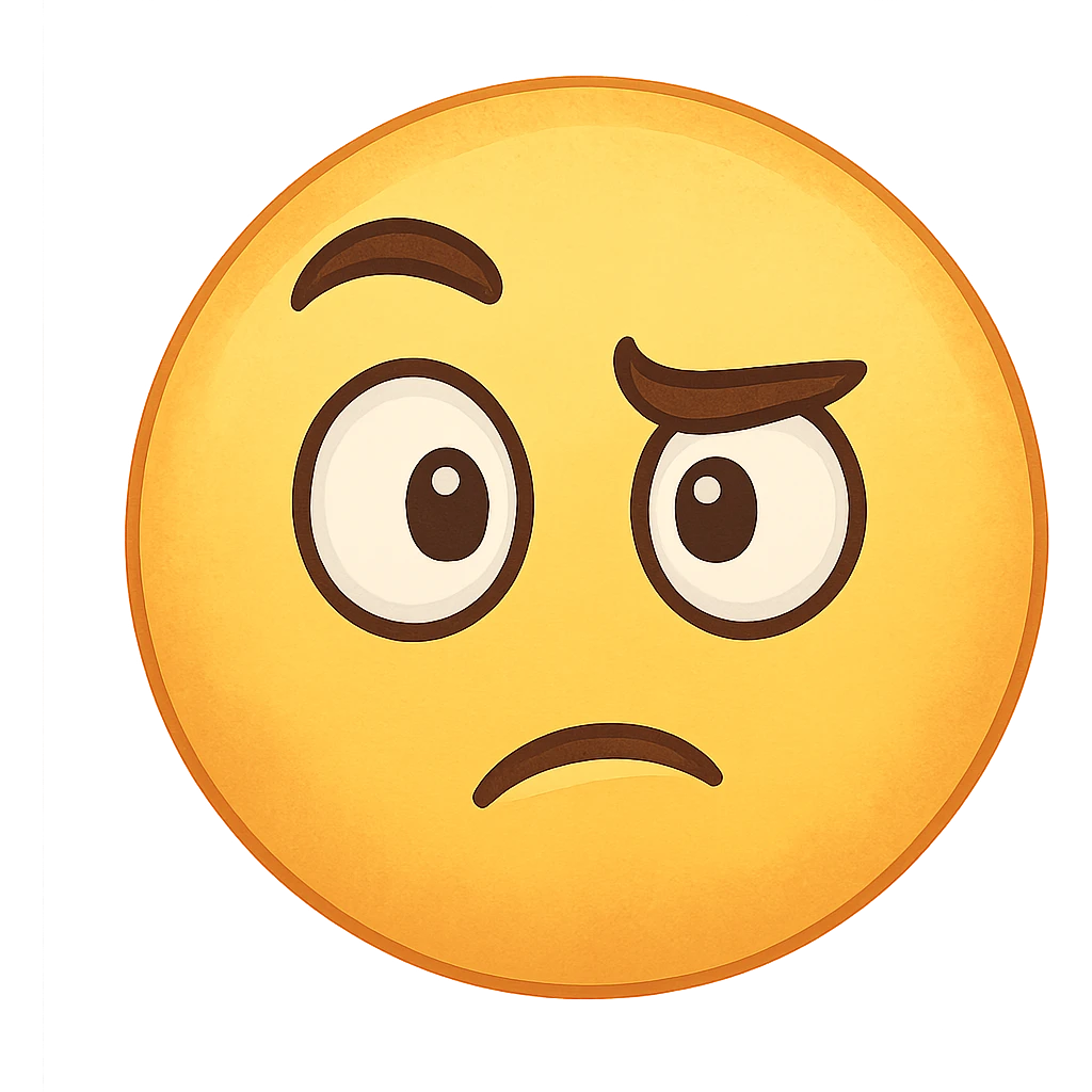 face with raised eyebrow emoji, digital illustration emoji