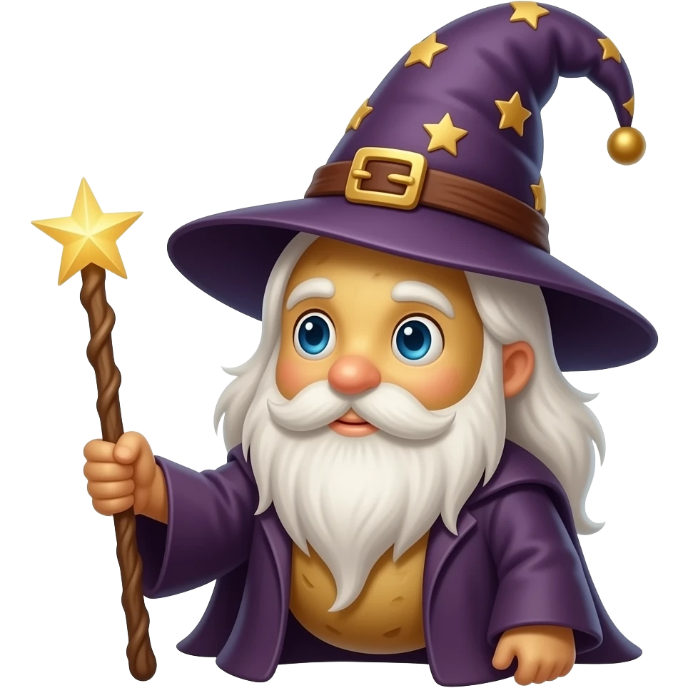 A potato wizard with a wand emoji