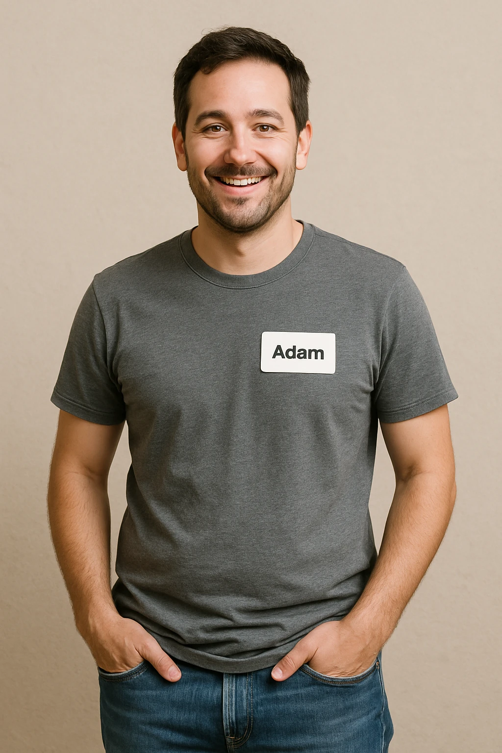 adam, smiling, casual pose emoji